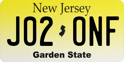 NJ license plate J02ONF