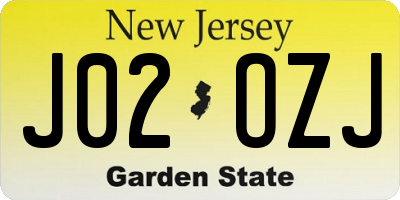 NJ license plate J02OZJ