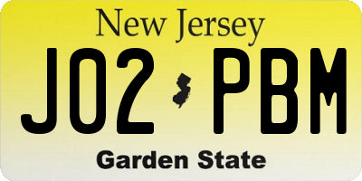 NJ license plate J02PBM