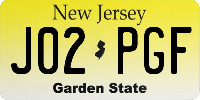 NJ license plate J02PGF