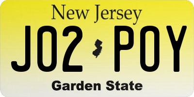 NJ license plate J02POY