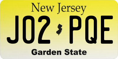 NJ license plate J02PQE