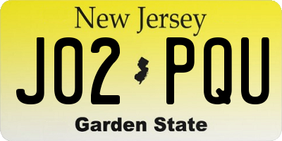 NJ license plate J02PQU