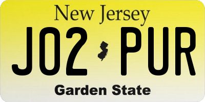 NJ license plate J02PUR