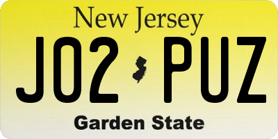 NJ license plate J02PUZ