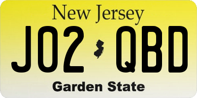 NJ license plate J02QBD