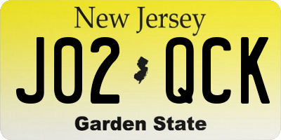 NJ license plate J02QCK