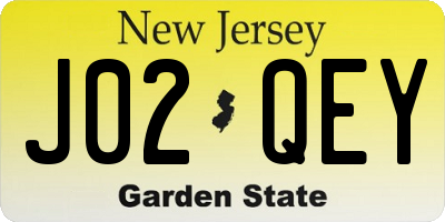 NJ license plate J02QEY