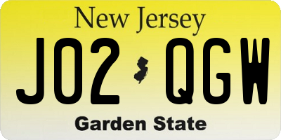 NJ license plate J02QGW