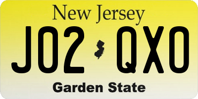NJ license plate J02QXO