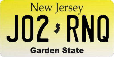 NJ license plate J02RNQ