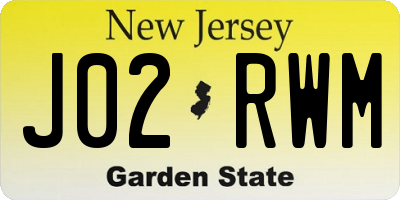 NJ license plate J02RWM