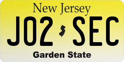 NJ license plate J02SEC