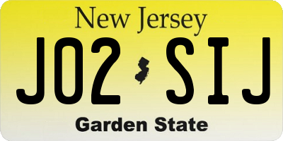 NJ license plate J02SIJ