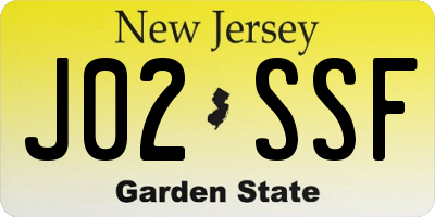 NJ license plate J02SSF