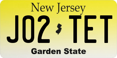 NJ license plate J02TET