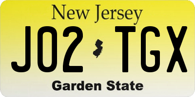 NJ license plate J02TGX