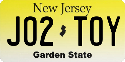 NJ license plate J02TOY