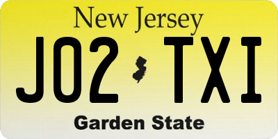 NJ license plate J02TXI