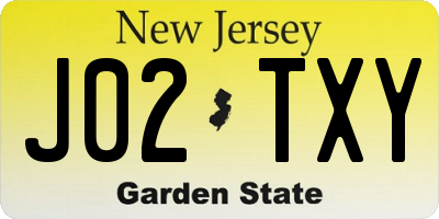 NJ license plate J02TXY