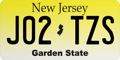 NJ license plate J02TZS