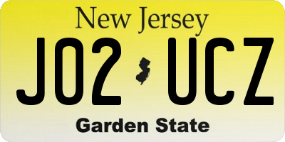 NJ license plate J02UCZ