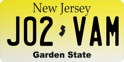 NJ license plate J02VAM
