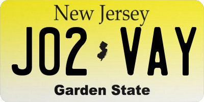 NJ license plate J02VAY