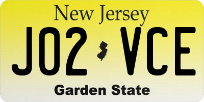 NJ license plate J02VCE