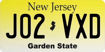 NJ license plate J02VXD