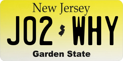 NJ license plate J02WHY