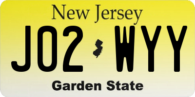 NJ license plate J02WYY