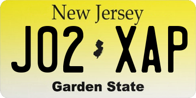 NJ license plate J02XAP