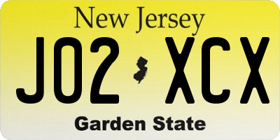 NJ license plate J02XCX
