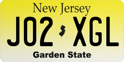 NJ license plate J02XGL