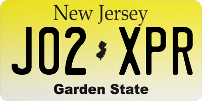 NJ license plate J02XPR