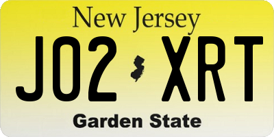 NJ license plate J02XRT