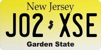 NJ license plate J02XSE