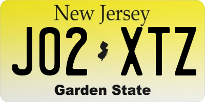 NJ license plate J02XTZ