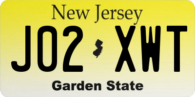 NJ license plate J02XWT