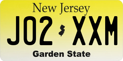 NJ license plate J02XXM