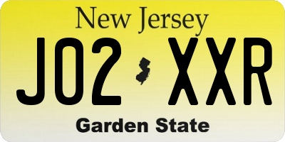 NJ license plate J02XXR