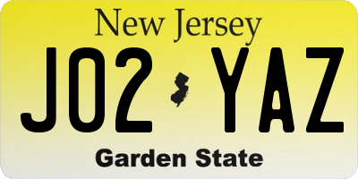NJ license plate J02YAZ