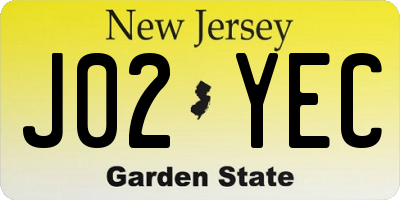 NJ license plate J02YEC