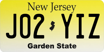NJ license plate J02YIZ