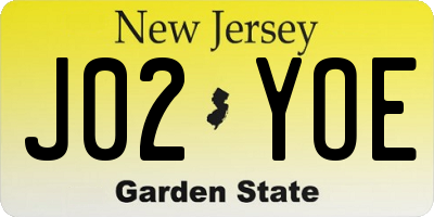 NJ license plate J02YOE