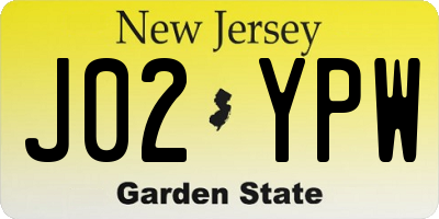 NJ license plate J02YPW