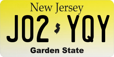 NJ license plate J02YQY