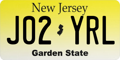 NJ license plate J02YRL