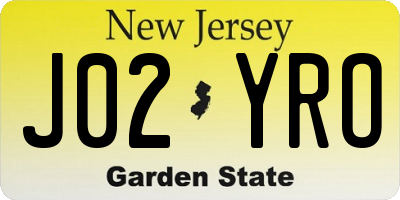 NJ license plate J02YRO